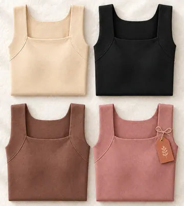 4 débardeurs Velkut : beige, noir, marron, rose